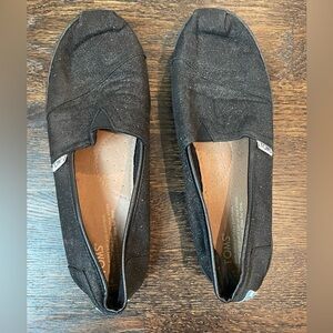 Black Sparkle Toms, Size 6 Girls